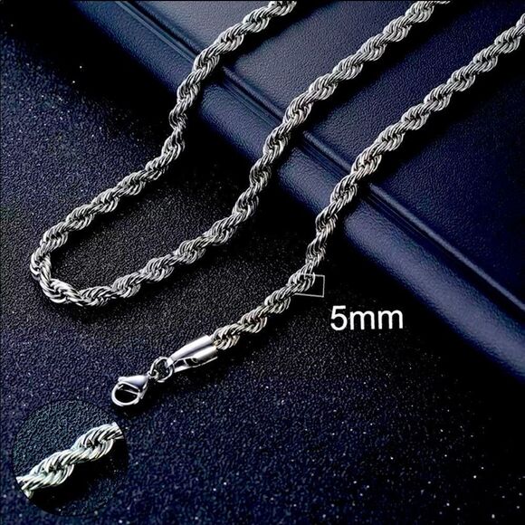 Jewelry - 💗 Classic s 5mm Rope Silver Chain Necklace 22inch